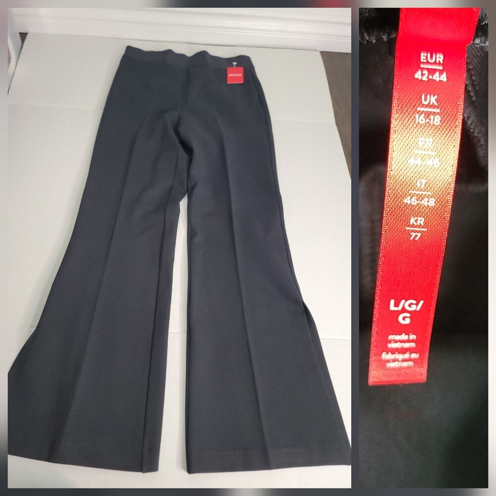 SPANX The Perfect Black Flare Pants Womens Size Large Split Hem Pull On NWT